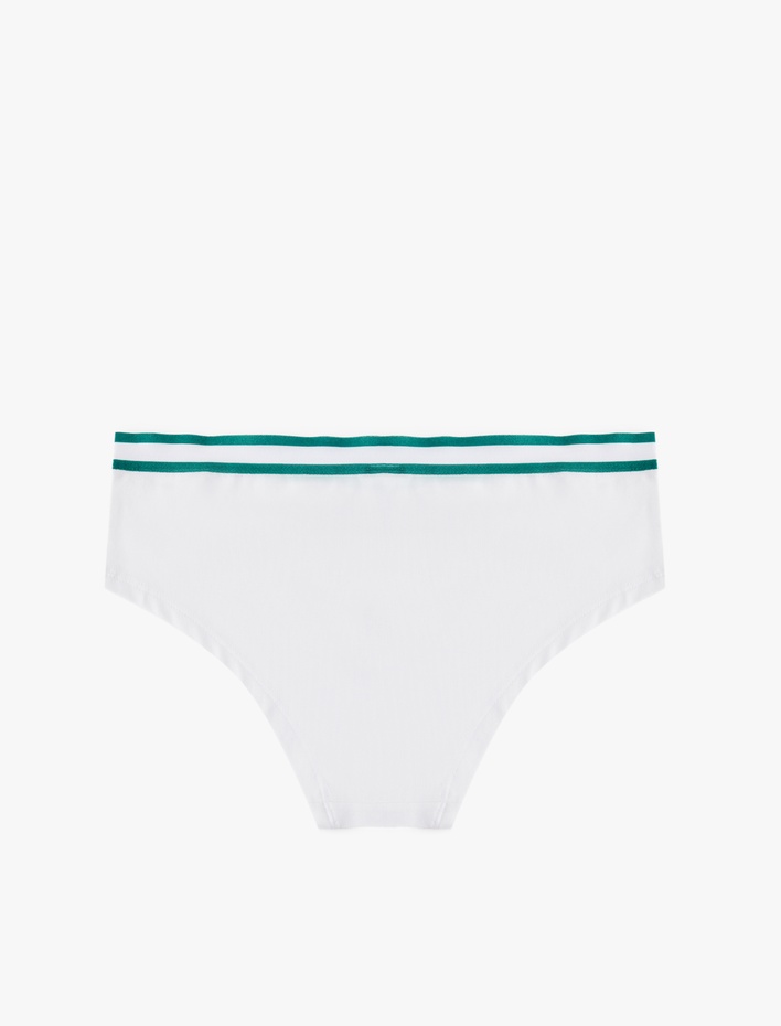  Pamuklu Yüksek Bel Baskılı Çizgili Lastik Detaylı Hipster Külot