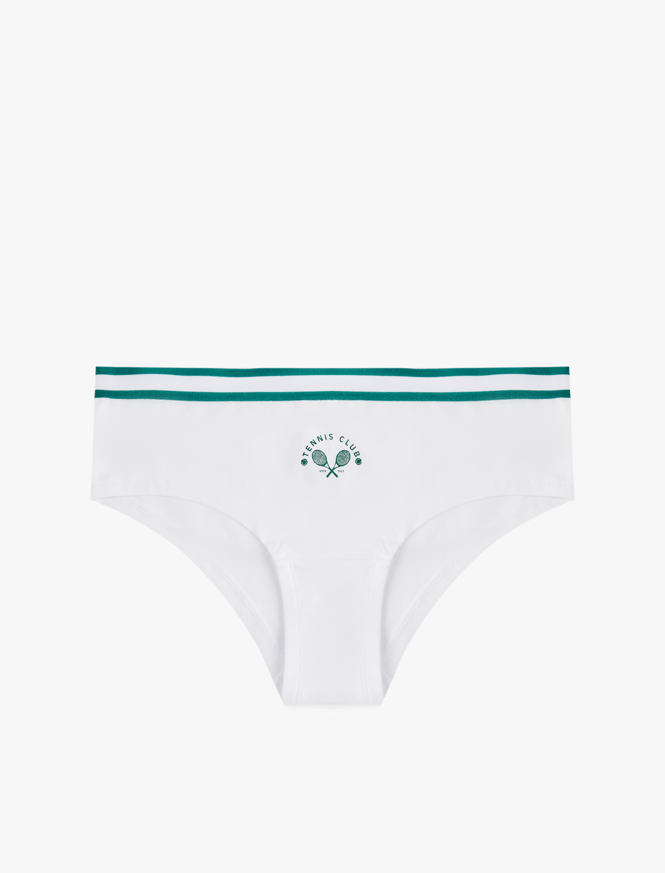   Pamuklu Yüksek Bel Baskılı Çizgili Lastik Detaylı Hipster Külot