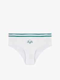 Pamuklu Yüksek Bel Baskılı Çizgili Lastik Detaylı Hipster Külot