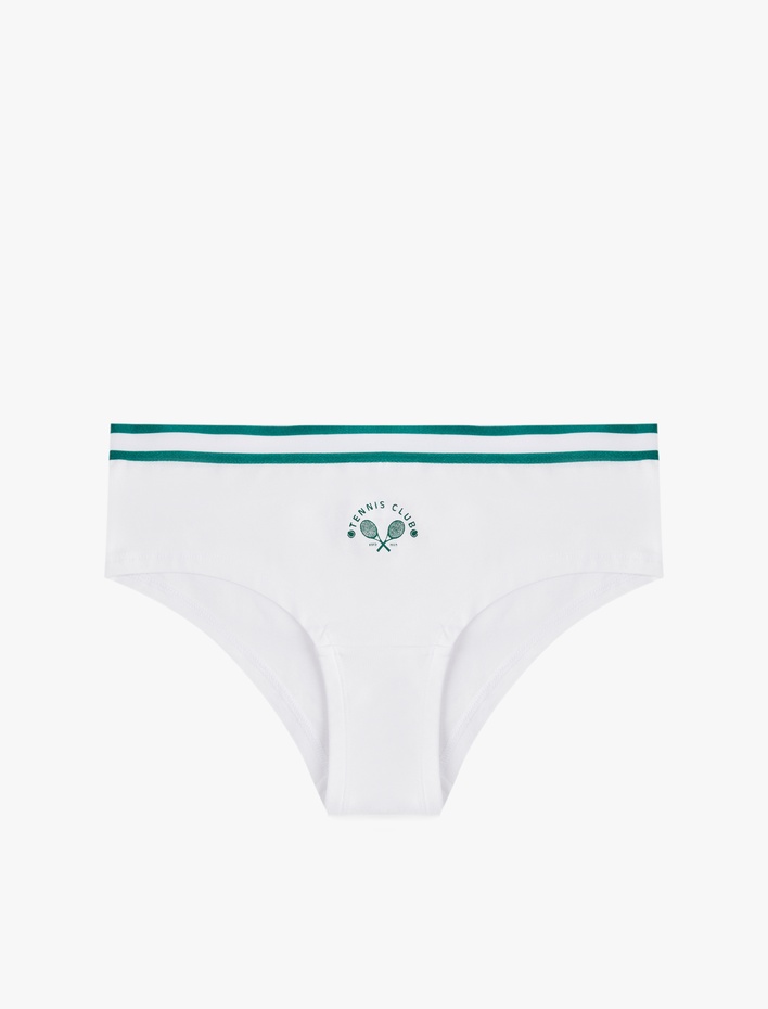  Pamuklu Yüksek Bel Baskılı Çizgili Lastik Detaylı Hipster Külot