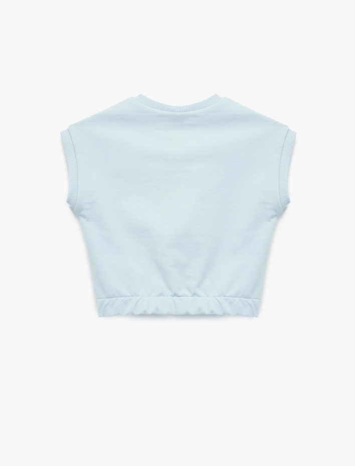 Kız Bebek Pamuklu Kolsuz Bisiklet Yaka Nakışlı Tişört