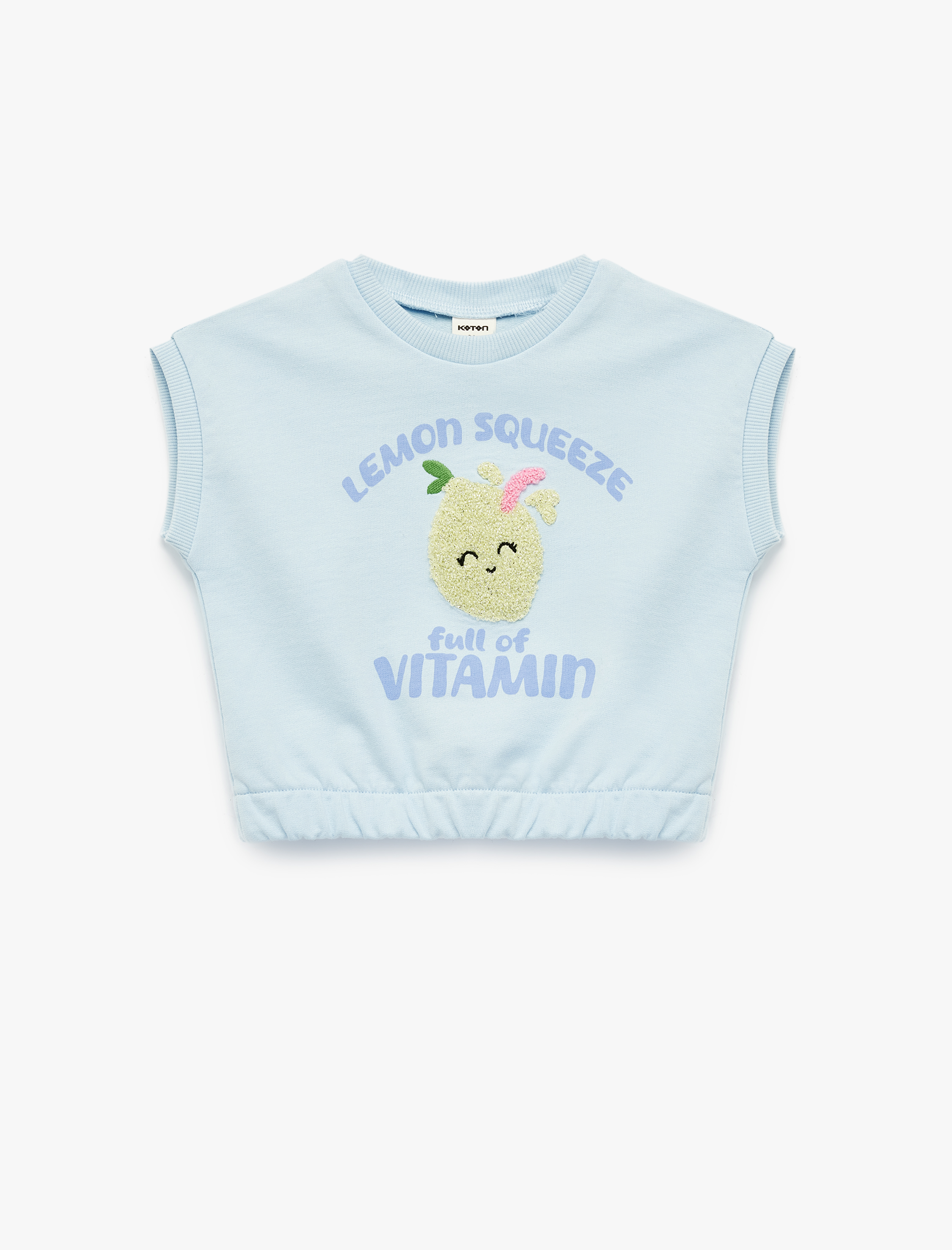  Kız Bebek Pamuklu Kolsuz Bisiklet Yaka Nakışlı Tişört