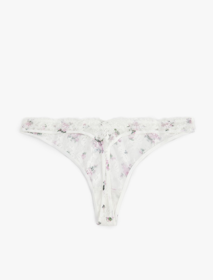  Çiçekli Dantelli String Külot