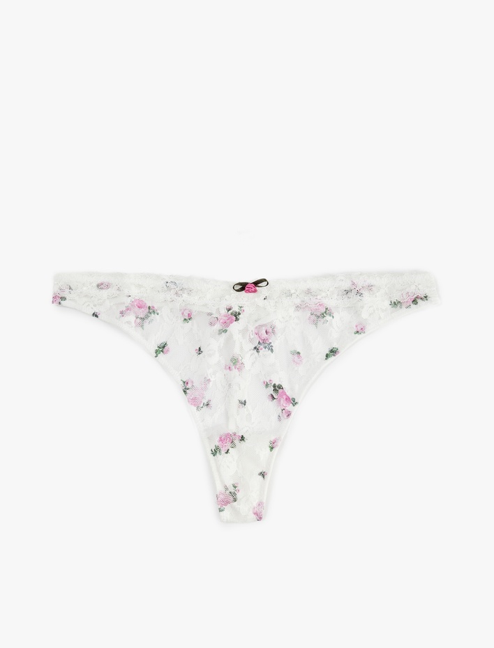  Çiçekli Dantelli String Külot