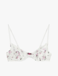 Dolgusuz Balenli Çiçekli Dantelli Sütyen