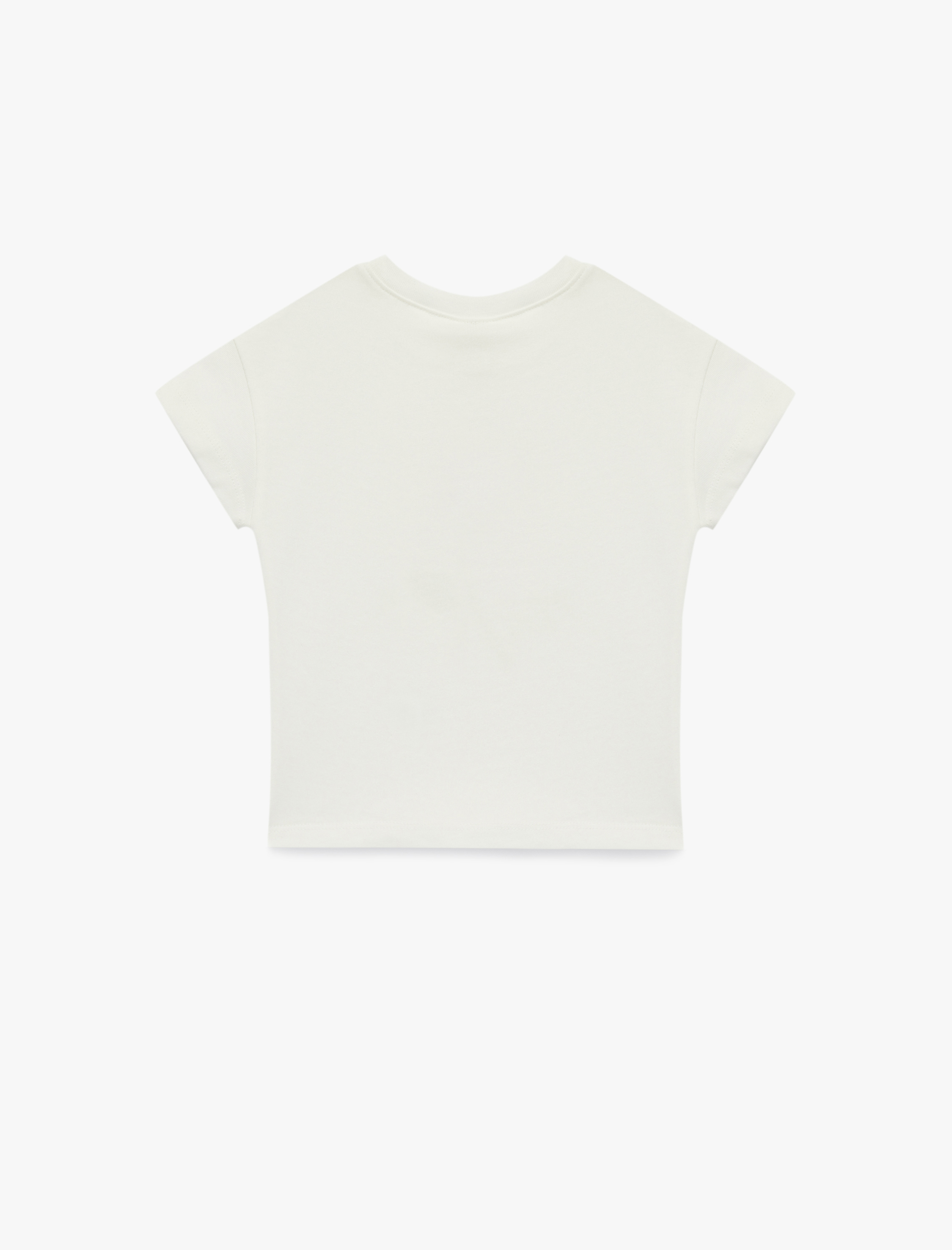  Kız Bebek Çiçek Aplike Detaylı Kısa Kollu Bisiklet Yaka Pamuklu Tişört