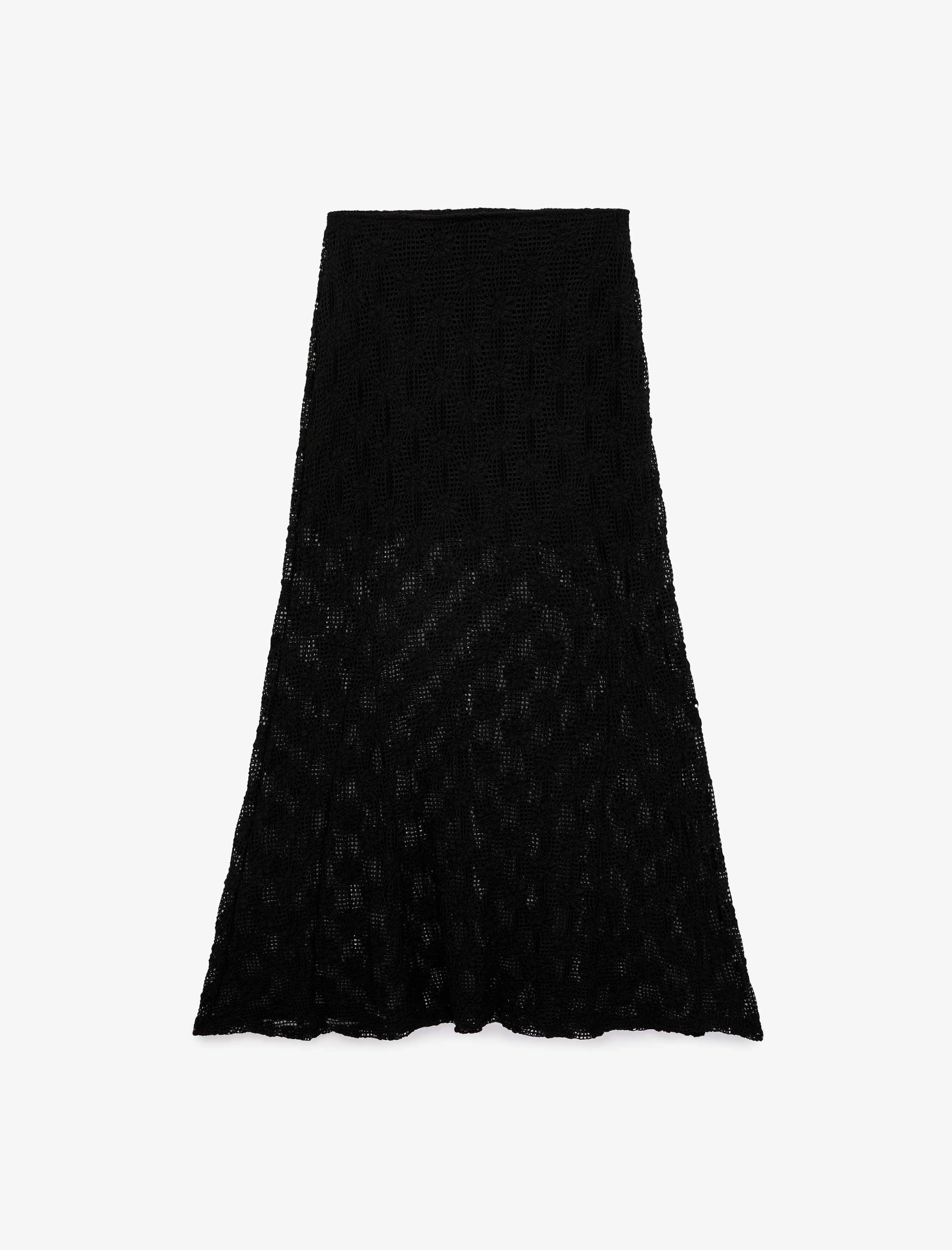   Yarım Astarlı Slim Fit Midi Dantel Etek