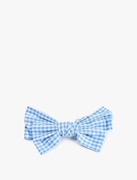 Fiyonk Detaylı Ekoseli Klipsli Saç Tokası