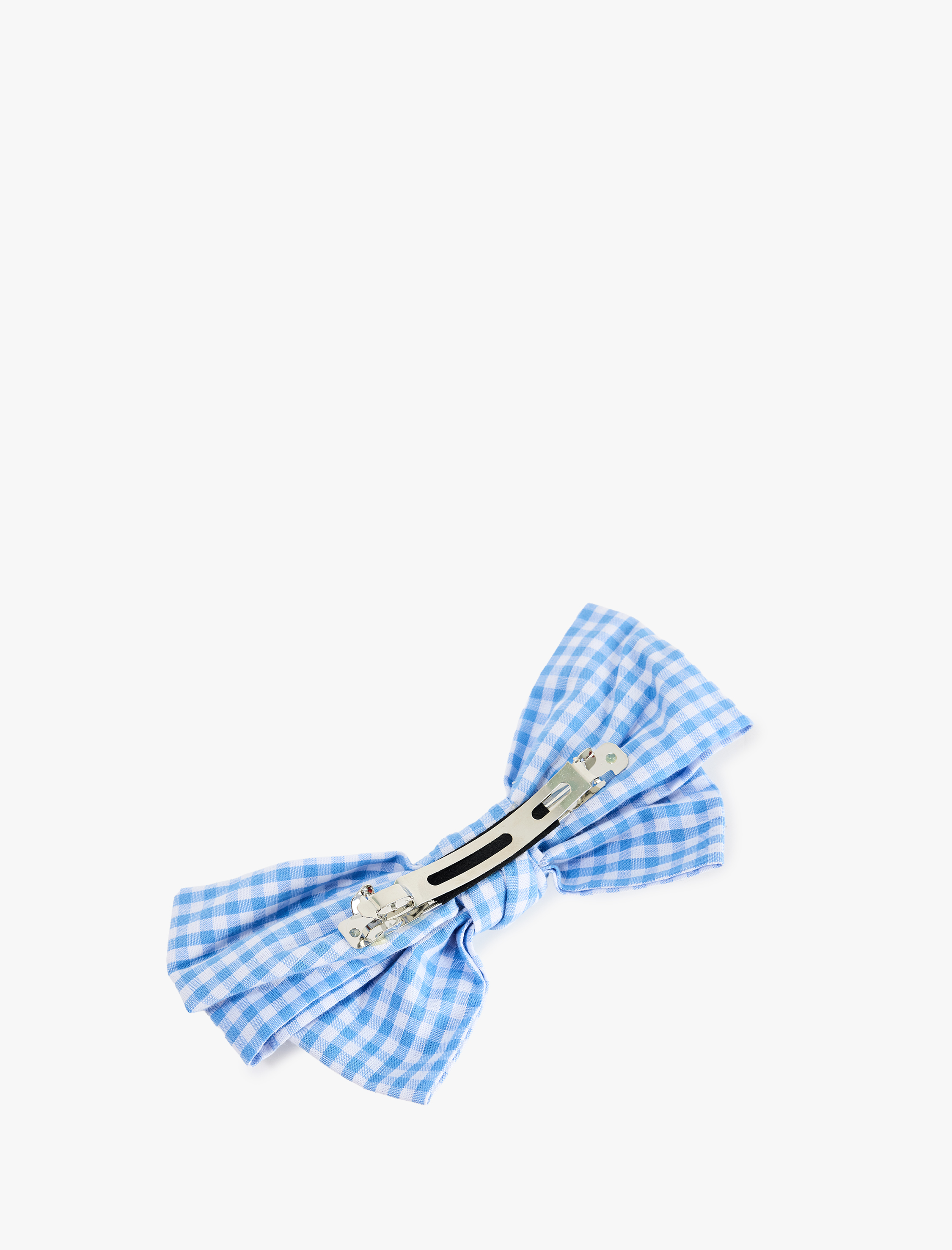  Kadın Fiyonk Detaylı Ekoseli Klipsli Saç Tokası