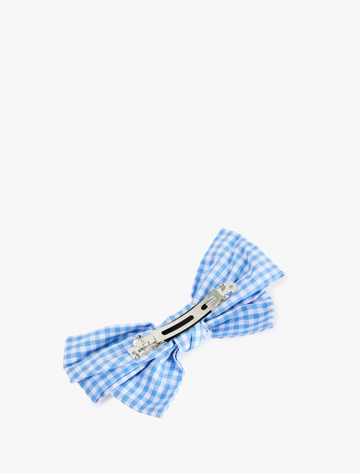 Kadın Fiyonk Detaylı Ekoseli Klipsli Saç Tokası