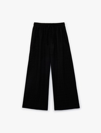 Pamuk Viskon Karışımlı Rahat Kalıp Beli Lastikli Bağlamalı Geniş Paça Pantolon