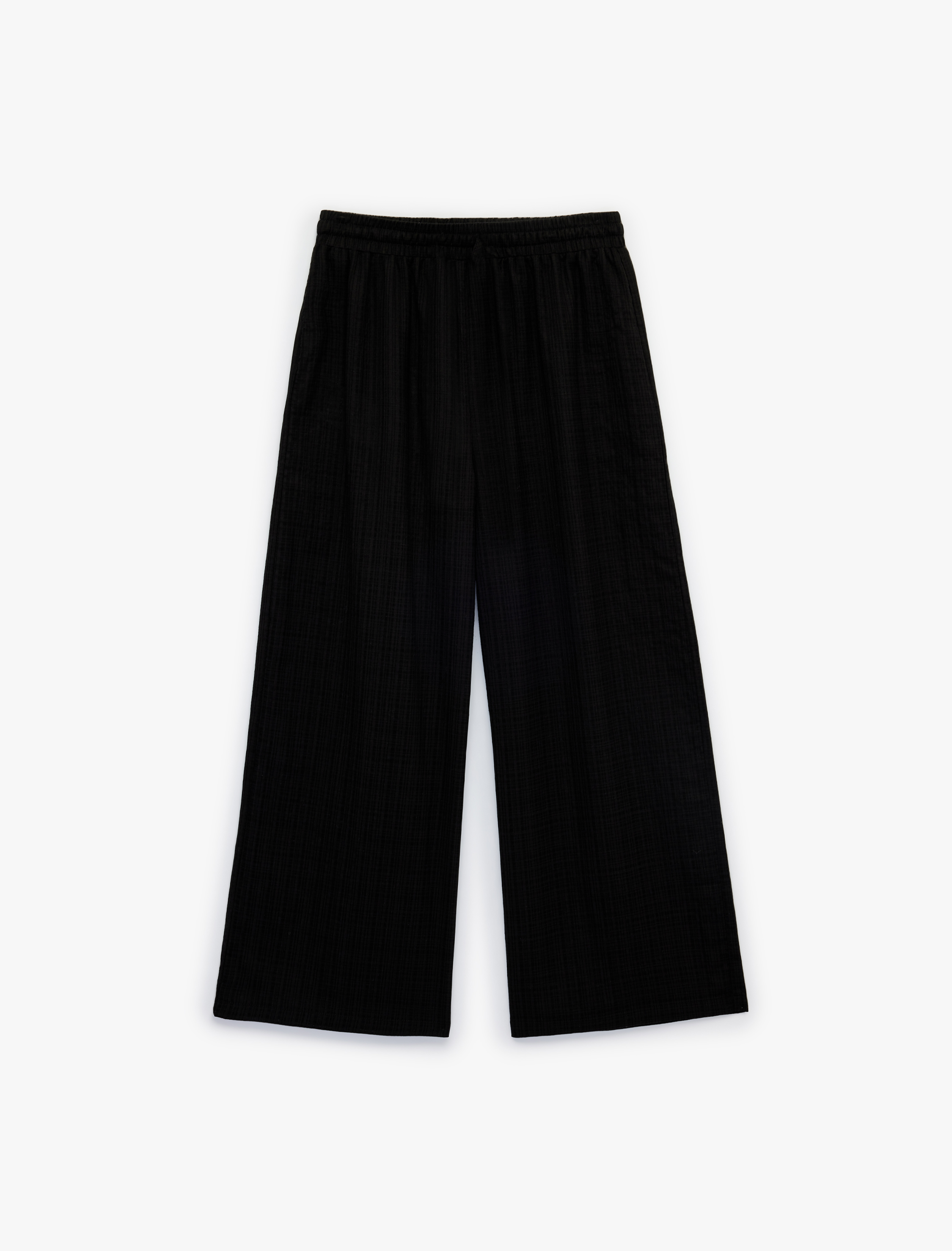  Kız Çocuk Pamuk Viskon Karışımlı Rahat Kalıp Beli Lastikli Bağlamalı Geniş Paça Pantolon