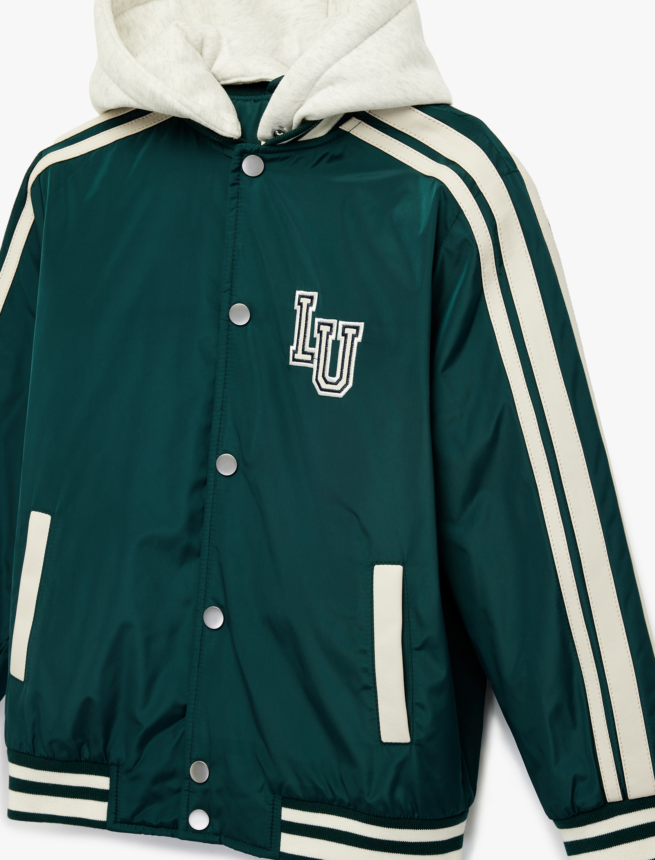  Erkek Çocuk Uzun Kollu Cepli Çıkarılabilir Kapüşonlu Oversize Kolej Ceket