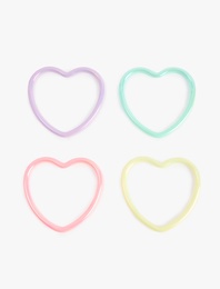 Kalp Şekilli Çok Renkli 4'lü Bilezik Seti