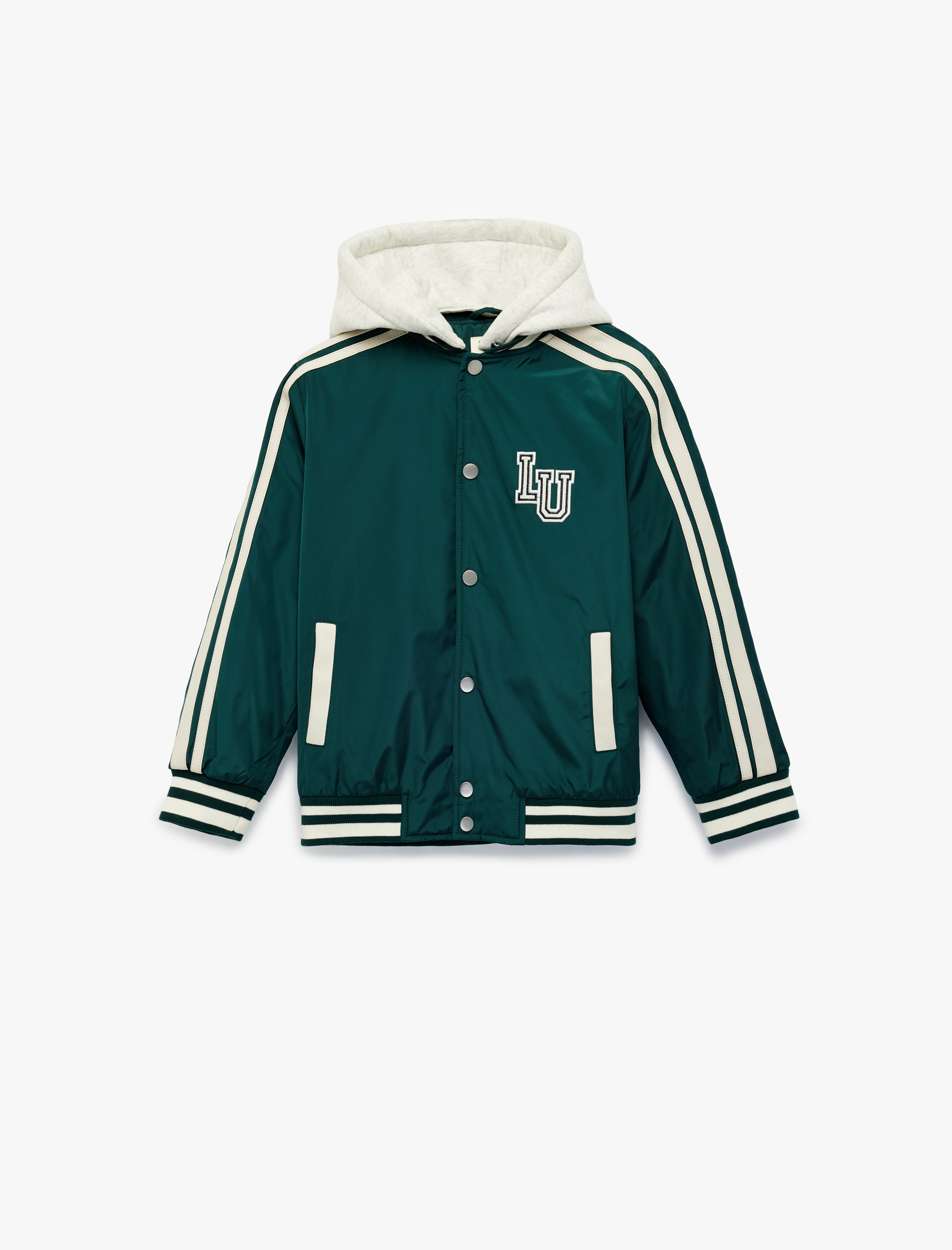  Erkek Çocuk Uzun Kollu Cepli Çıkarılabilir Kapüşonlu Oversize Kolej Ceket