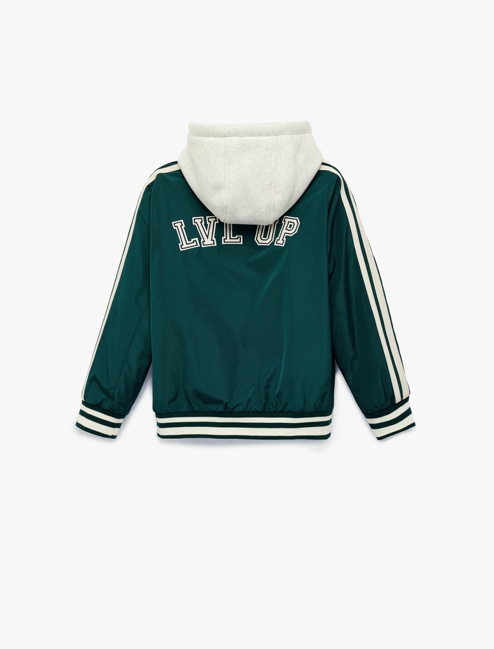 Erkek Çocuk Uzun Kollu Cepli Çıkarılabilir Kapüşonlu Oversize Kolej Ceket