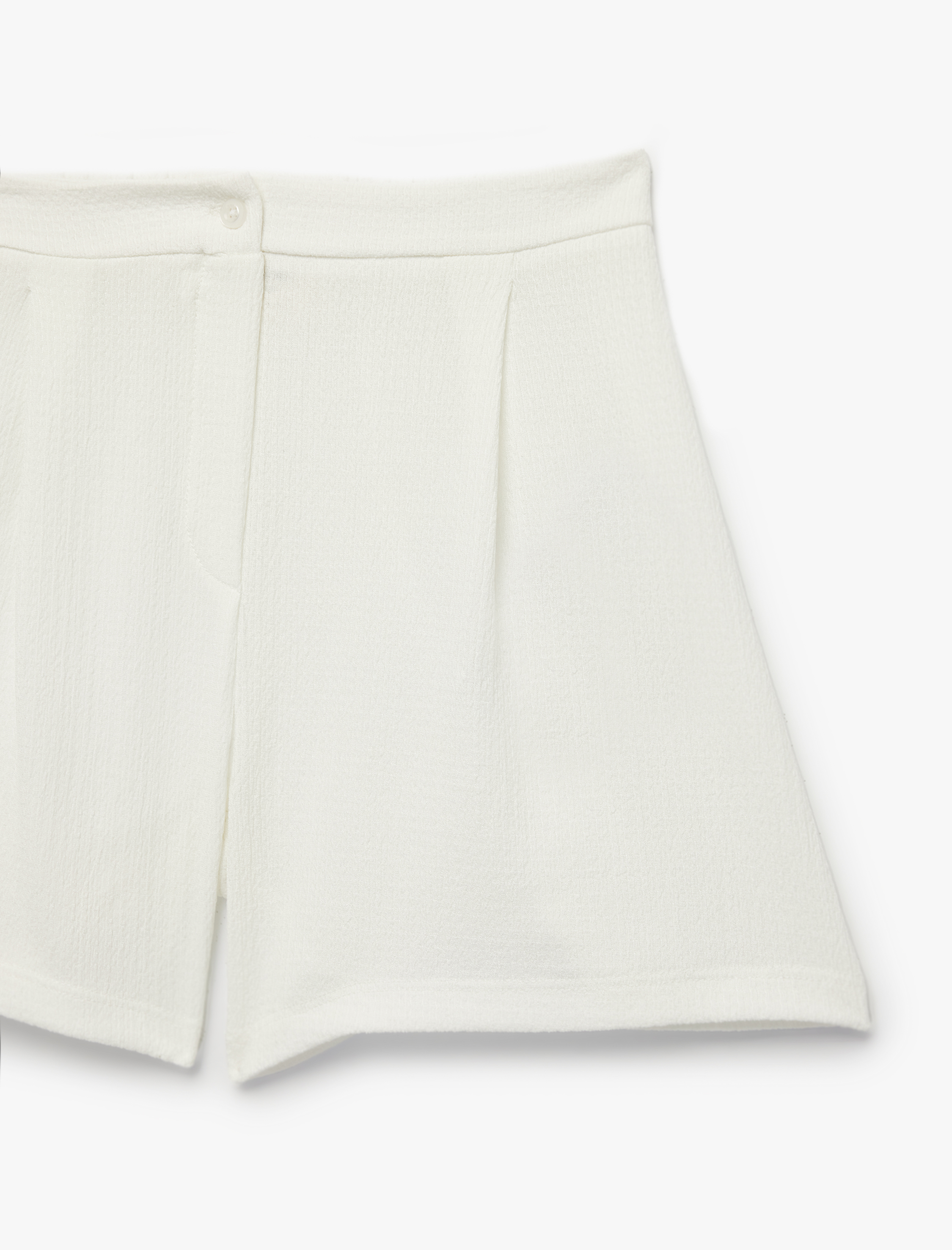  Kız Çocuk Bürümcük Kumaş Normal Bel Pile Detaylı Mini Şort