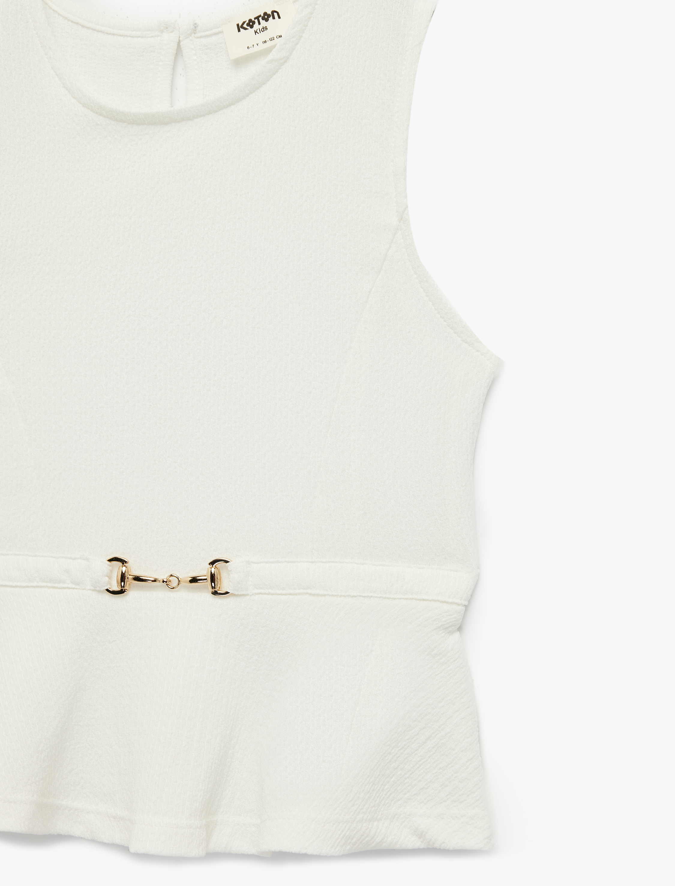  Kız Çocuk Bisiklet Yaka Toka Detaylı Kolsuz Bluz