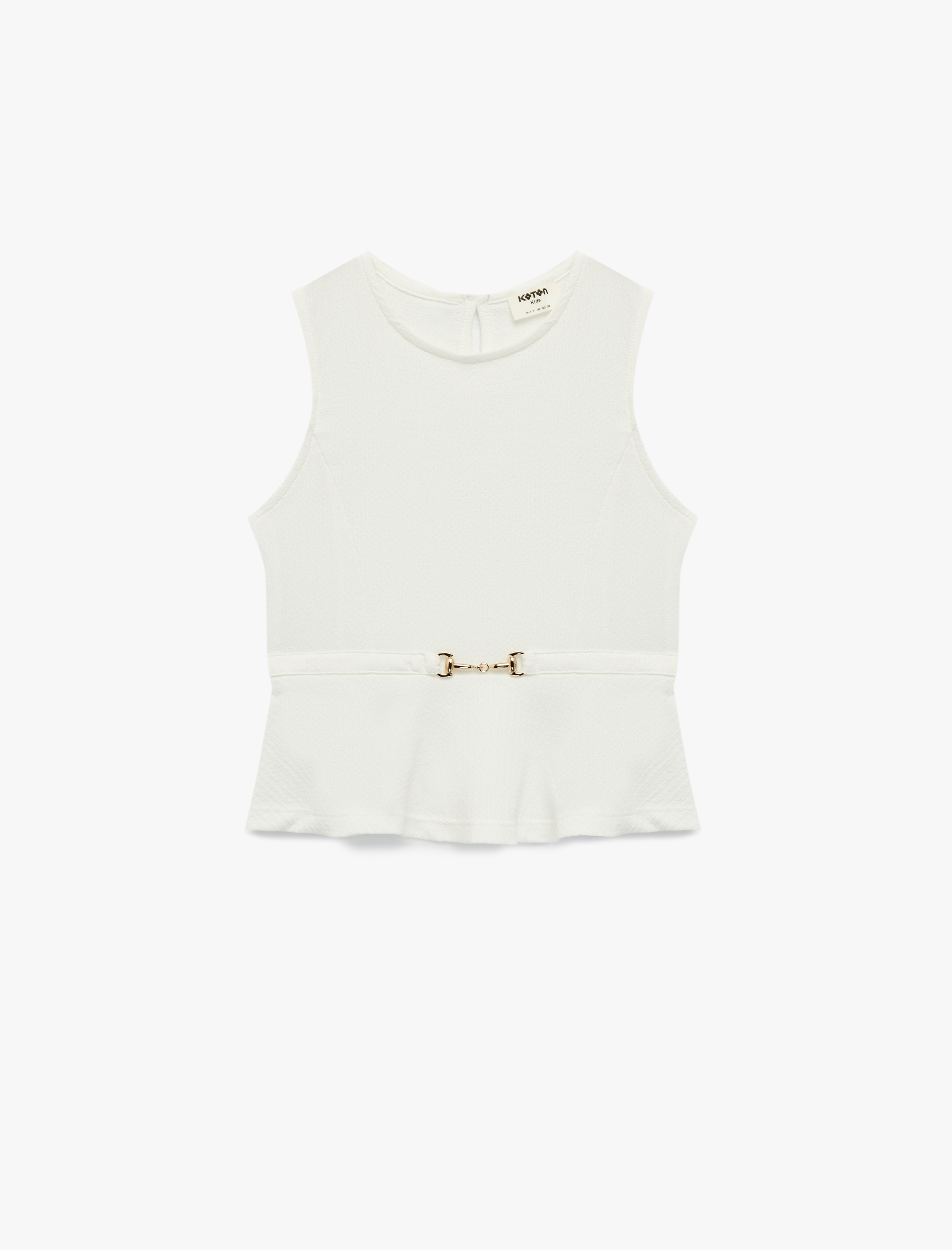  Kız Çocuk Bisiklet Yaka Toka Detaylı Kolsuz Bluz