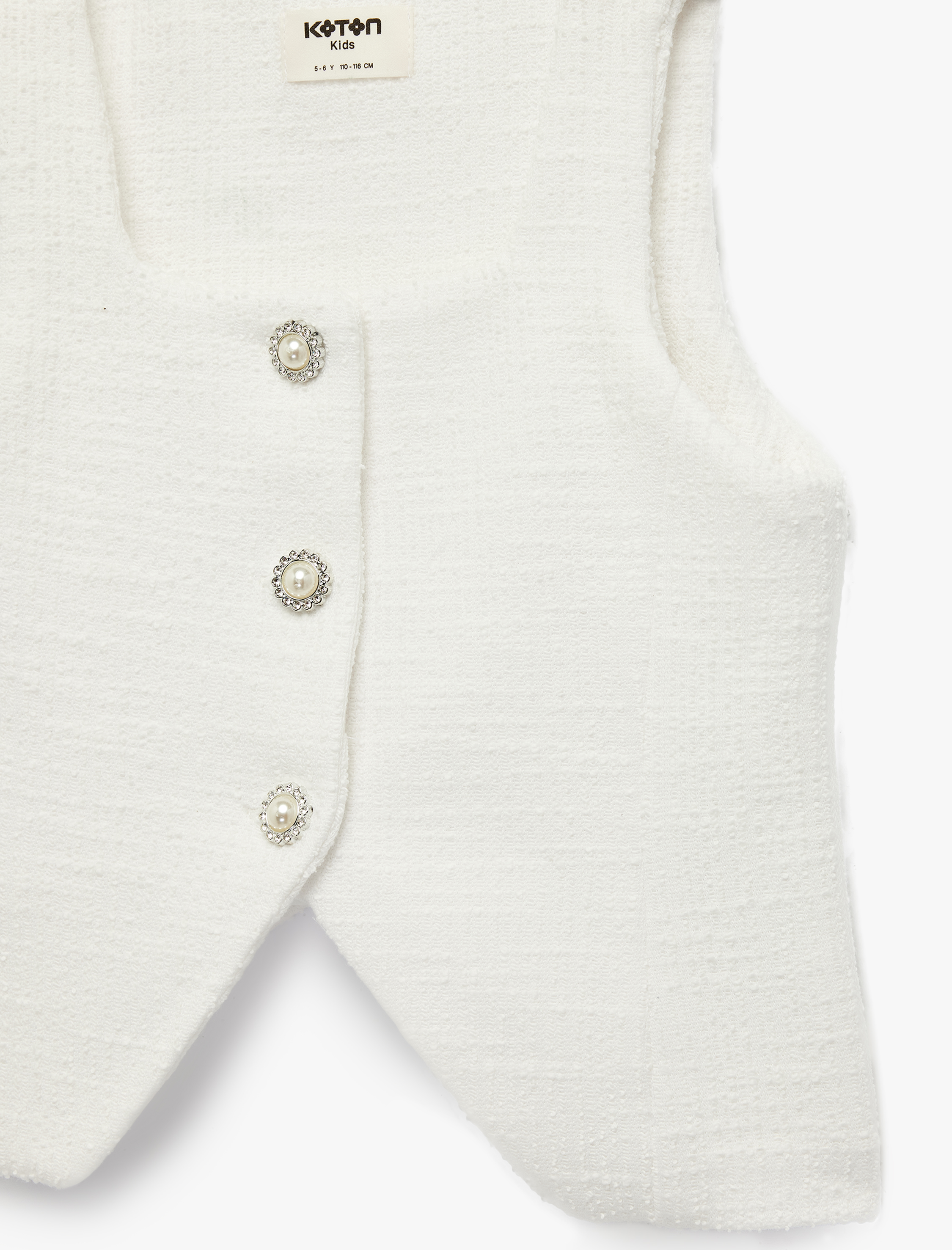  Kız Çocuk Kolsuz Kare Yaka Düğmeli Crop Tüvit Bluz