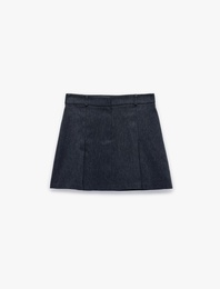 Normal Bel A Kesim Pileli Mini Etek