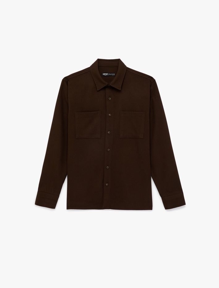  Regular Fit Cepli Klasik Yaka Uzun Kollu Gömlek