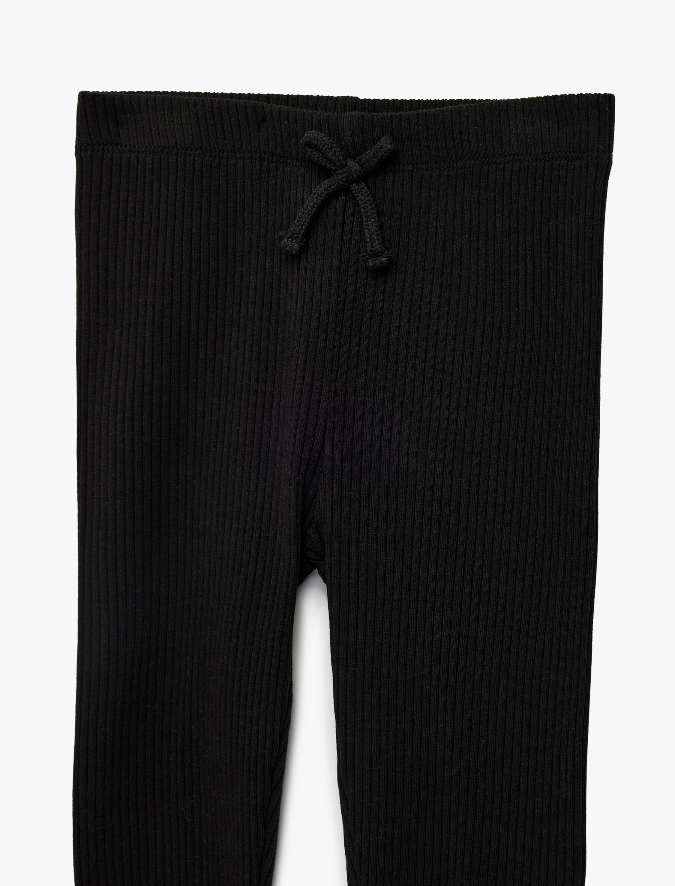  Kız Çocuk Pamuklu Bağlama Detaylı Bilek Boy Fitilli Tayt