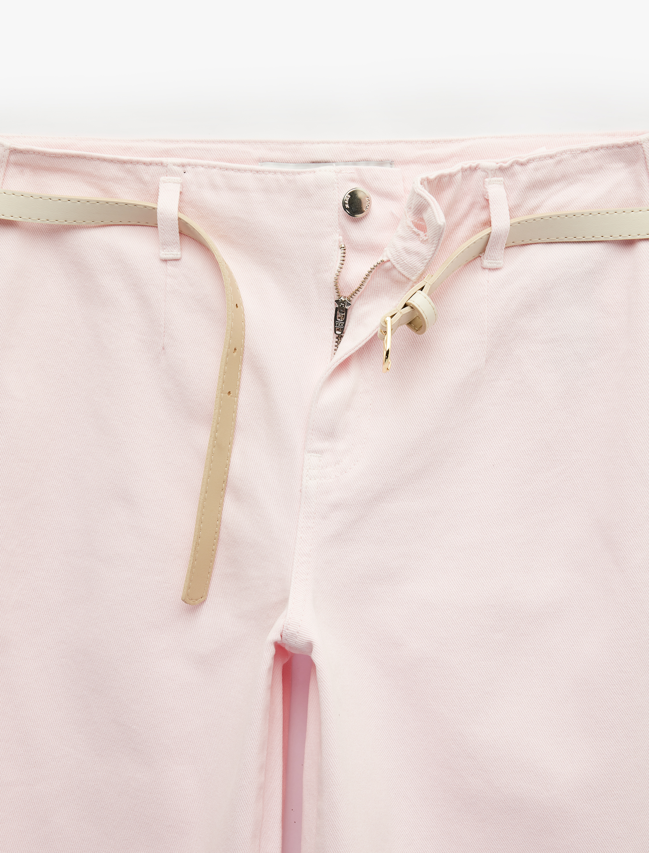   Kemer Detaylı Pamuklu Kısa Geniş Paça Pantolon - Wide Leg Jeans