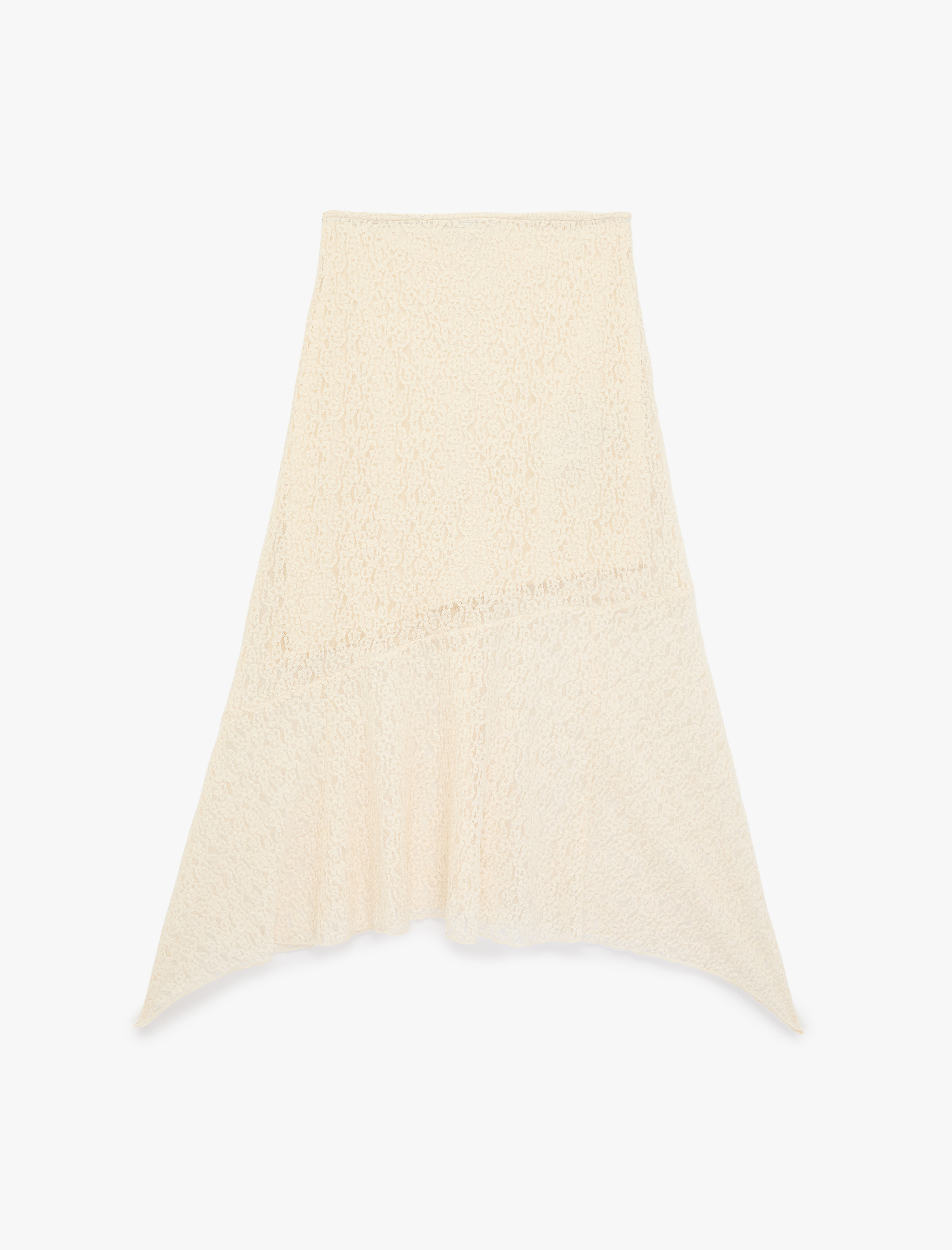   Normal Bel Asimetrik Kesim Midi Dantel Etek