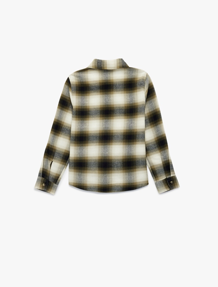 Erkek Çocuk Pamuklu Uzun Kollu Klasik Yaka Cep Detaylı Ekose Oduncu Gömleği