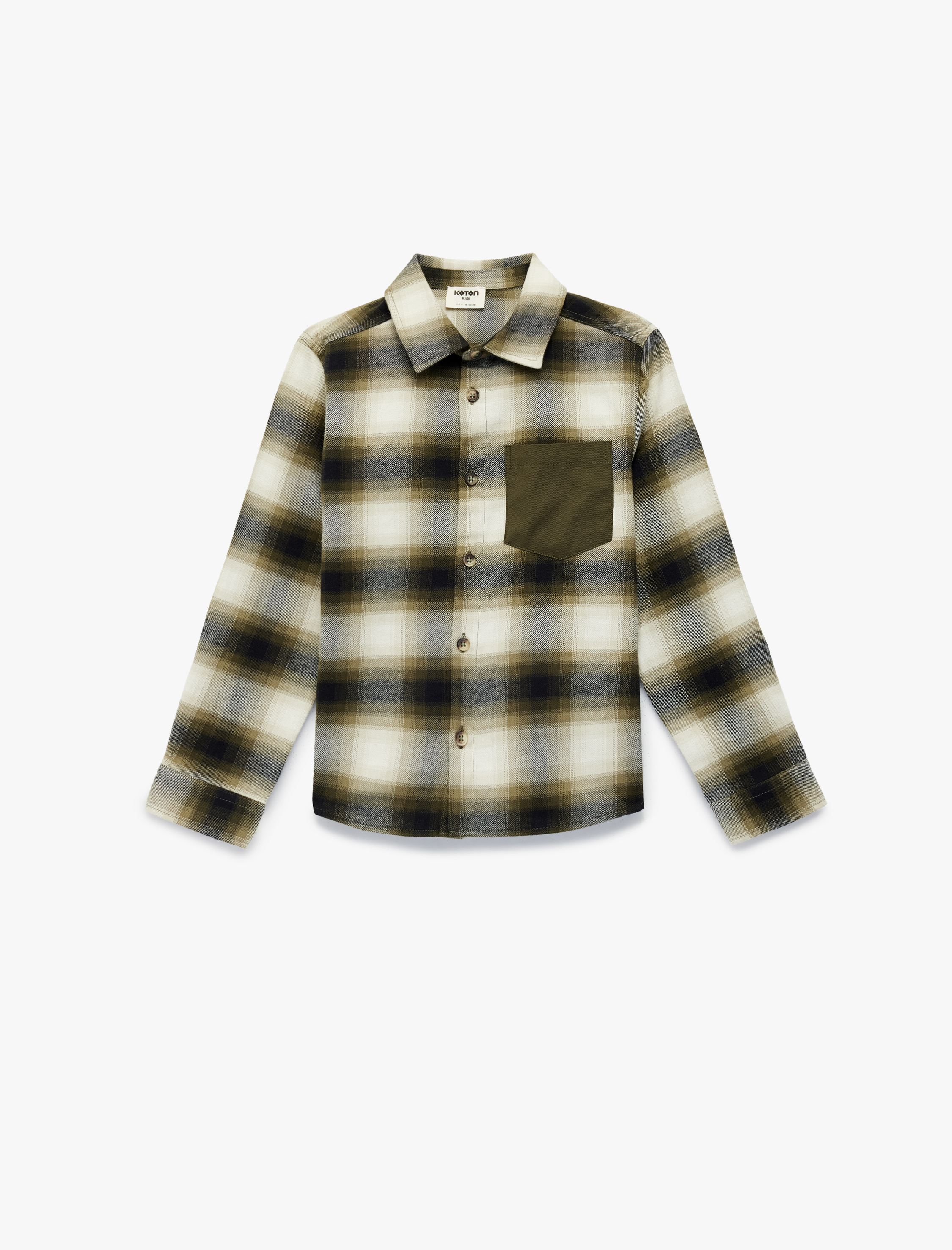  Erkek Çocuk Pamuklu Uzun Kollu Klasik Yaka Cep Detaylı Ekose Oduncu Gömleği