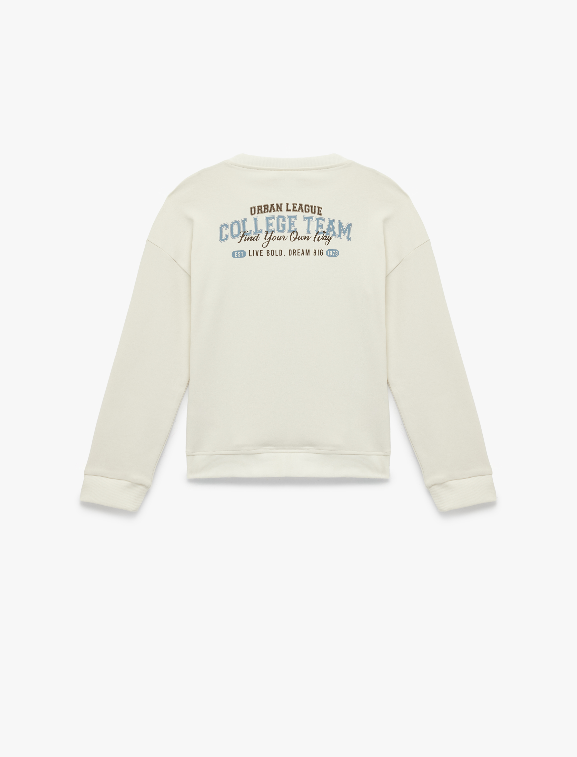  Erkek Çocuk Pamuklu Uzun Kollu Bisiklet Yaka Arkası Baskılı Sweatshirt