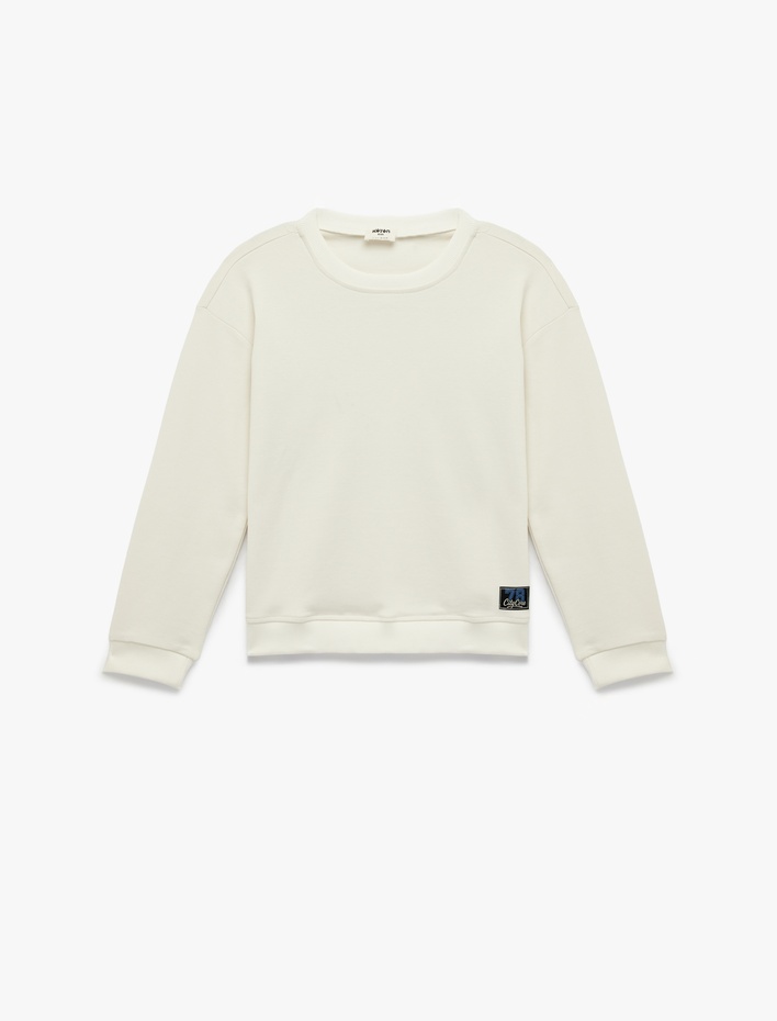 Erkek Çocuk Pamuklu Uzun Kollu Bisiklet Yaka Arkası Baskılı Sweatshirt