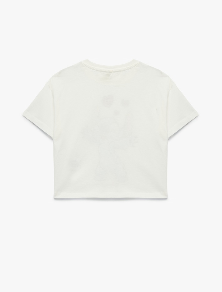 Kız Çocuk Kısa Kollu Bisiklet Yaka Pamuklu Lisanslı Stitch Baskılı Tişört