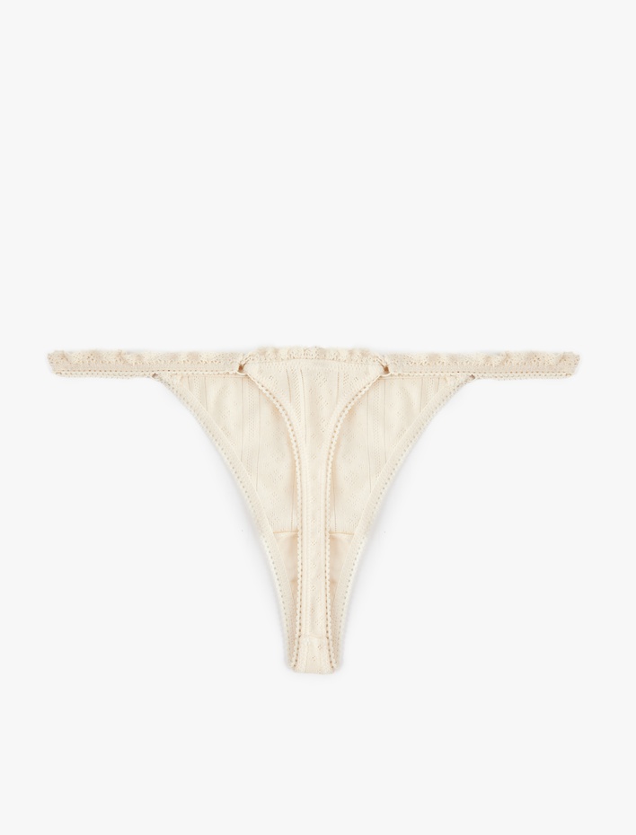  Dantel Detaylı Rahat Kalıp Pamuklu String Külot