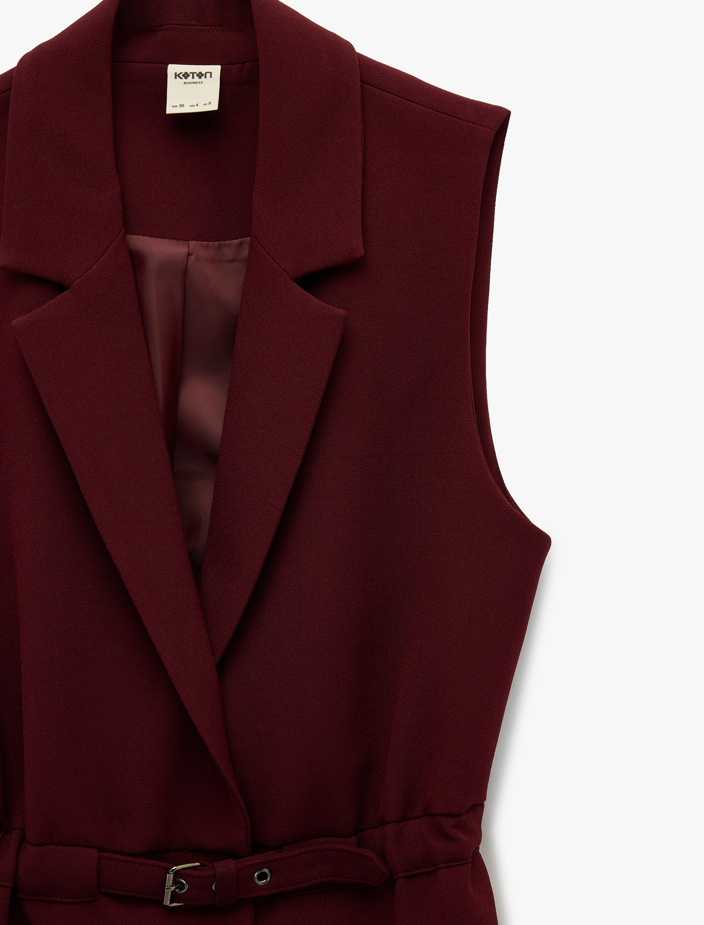   Regular Fit Kolsuz Kemerli Kruvaze Yaka Yelek