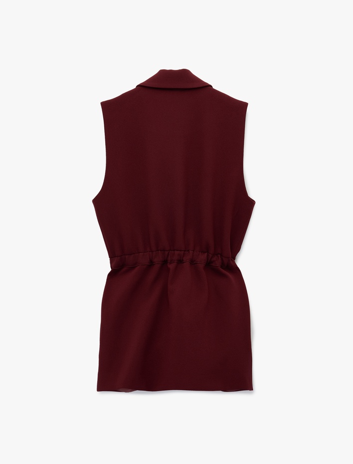  Regular Fit Kolsuz Kemerli Kruvaze Yaka Yelek