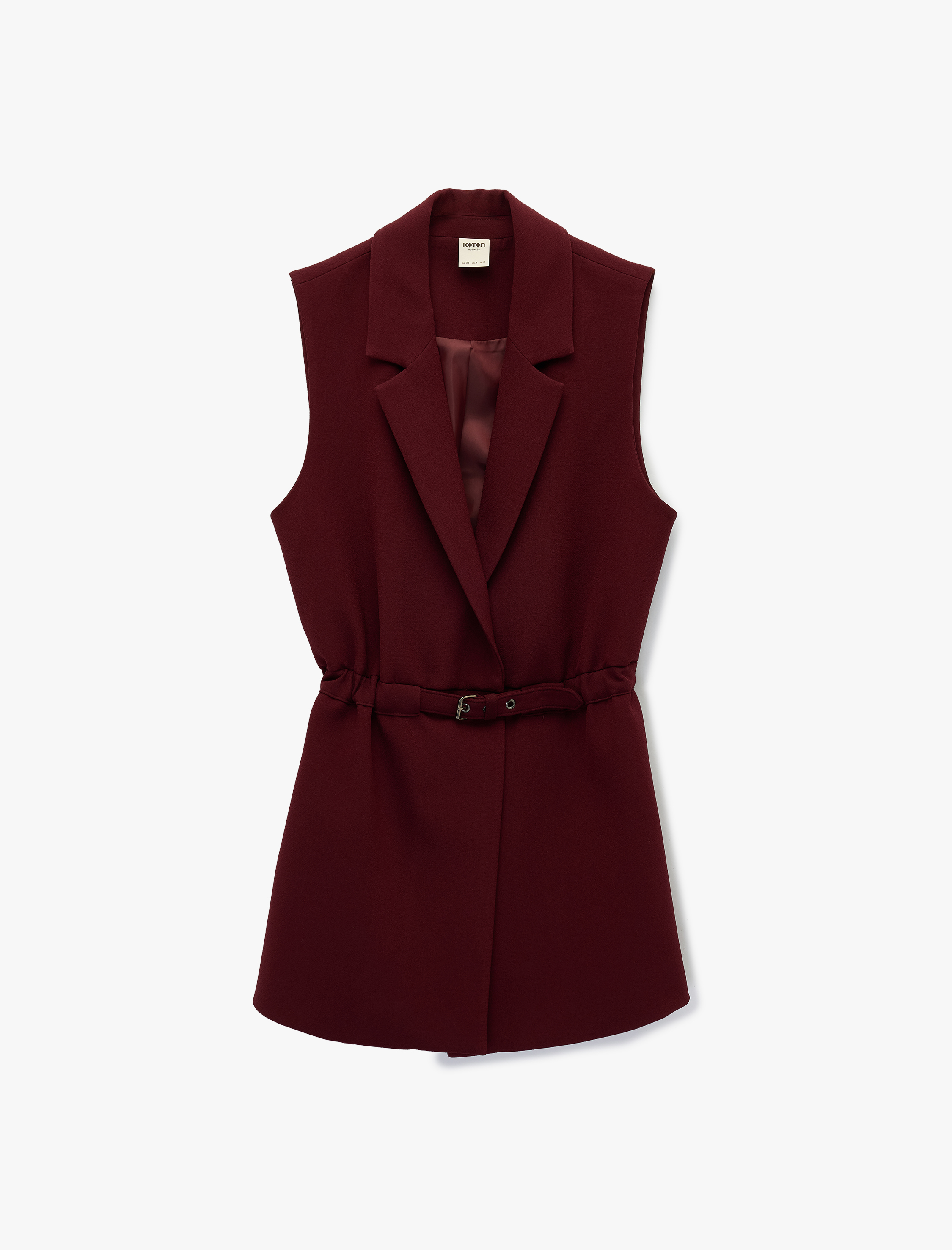   Regular Fit Kolsuz Kemerli Kruvaze Yaka Yelek