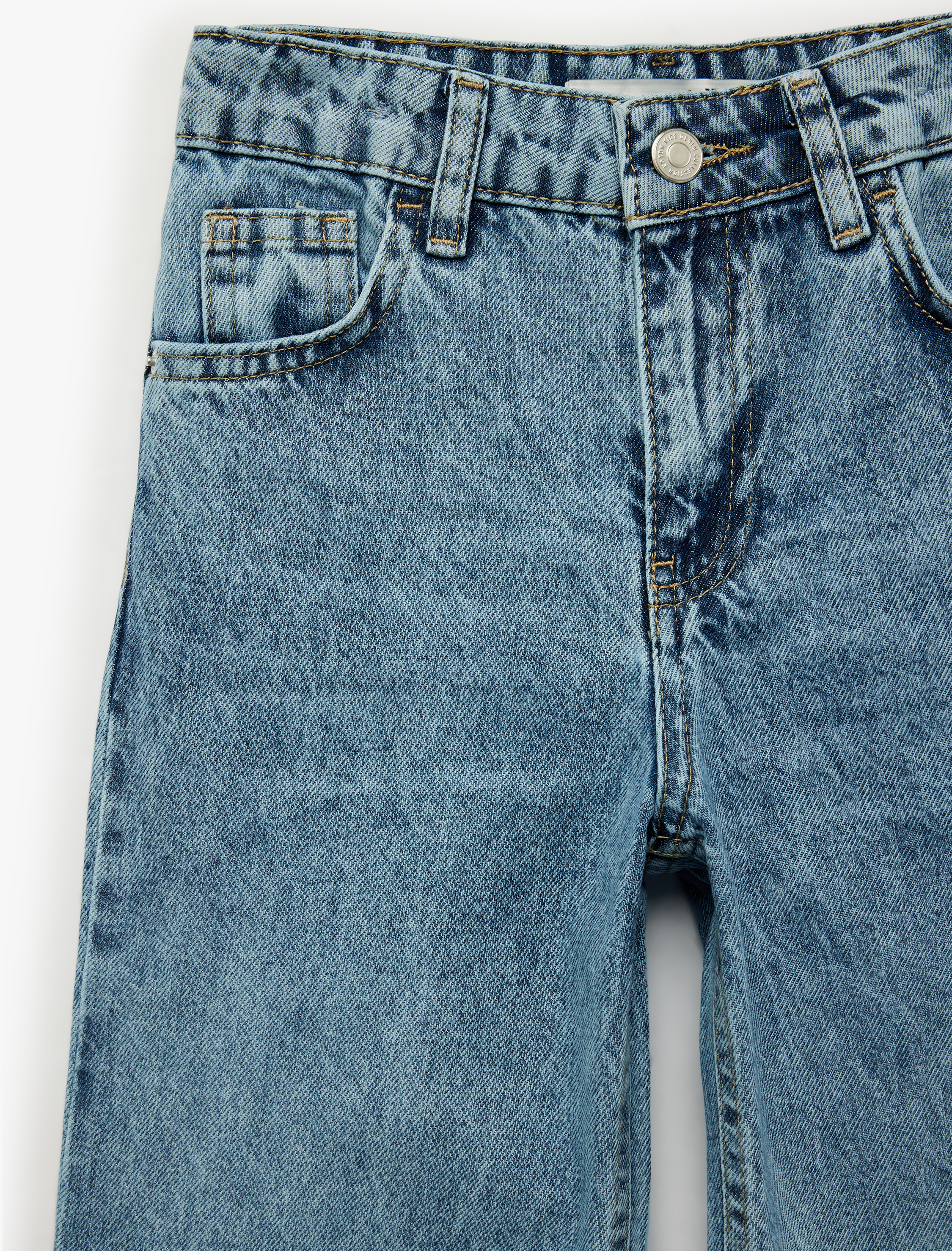  Erkek Çocuk Pamuklu Cepli Beli Ayarlanabilir Lastikli Jean  Pantolon