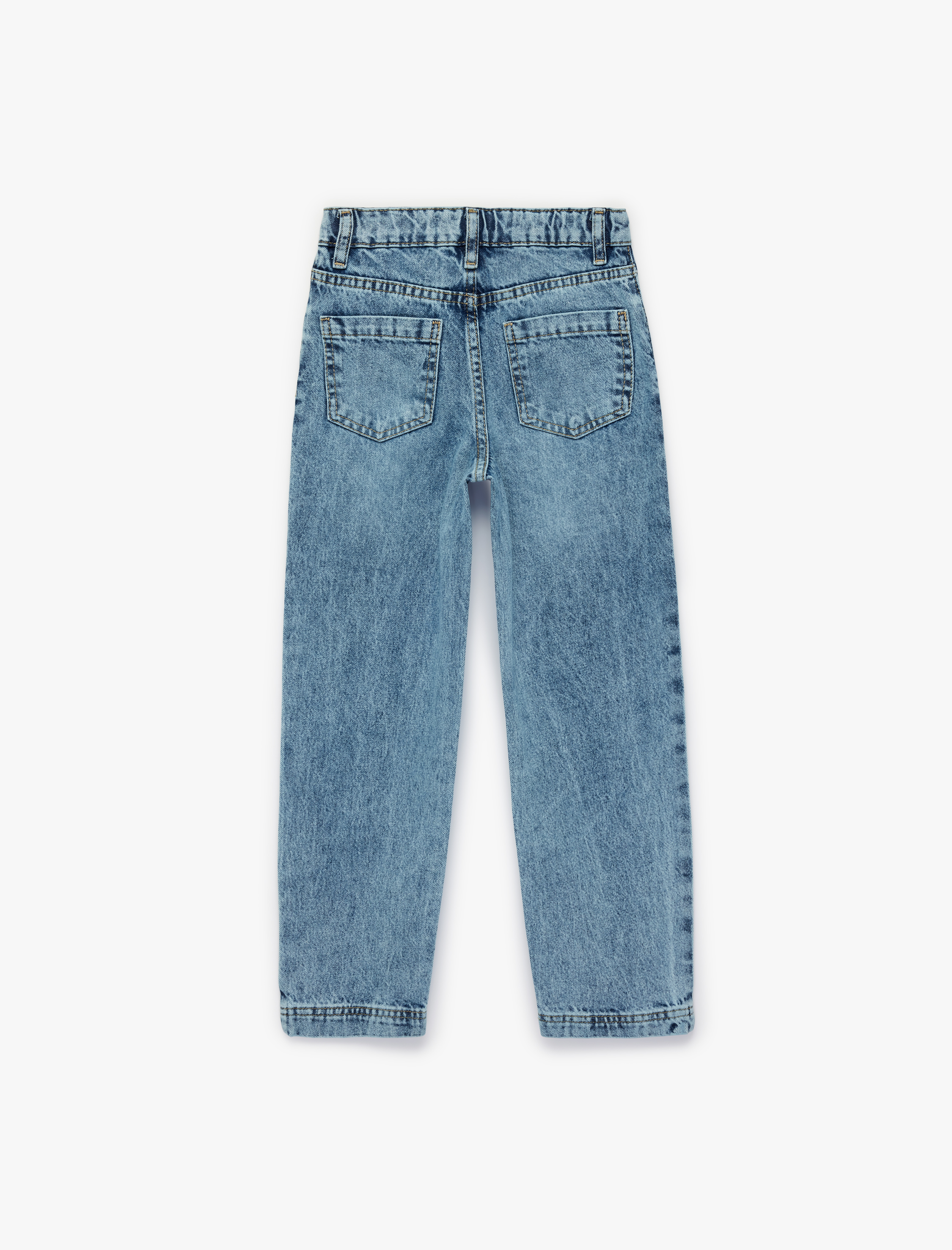  Erkek Çocuk Pamuklu Cepli Beli Ayarlanabilir Lastikli Jean  Pantolon