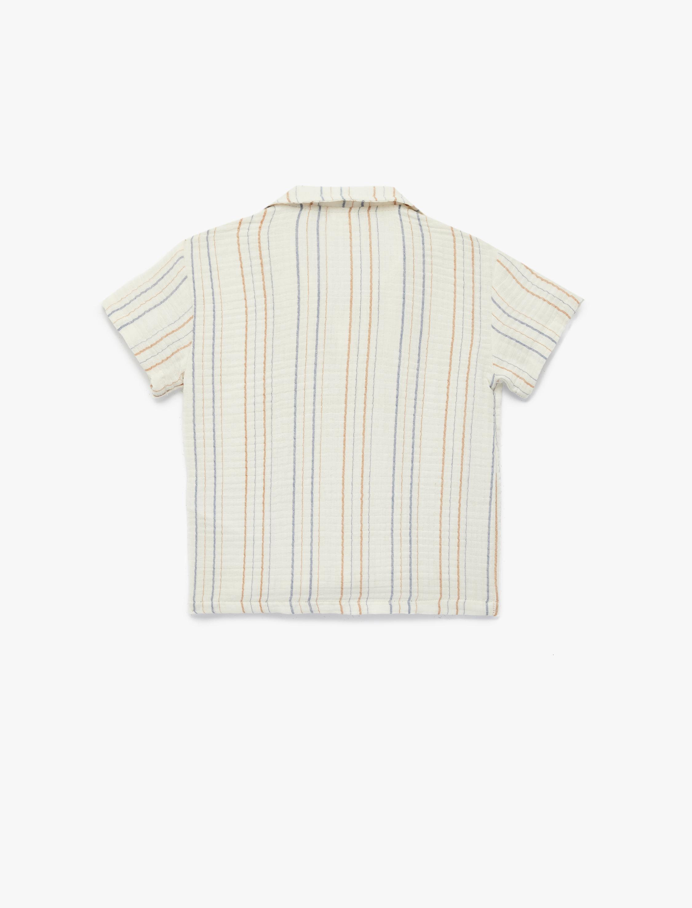  Erkek Bebek Pamuklu Düğmeli Klasik Yaka Kısa Kollu Müslin Gömlek