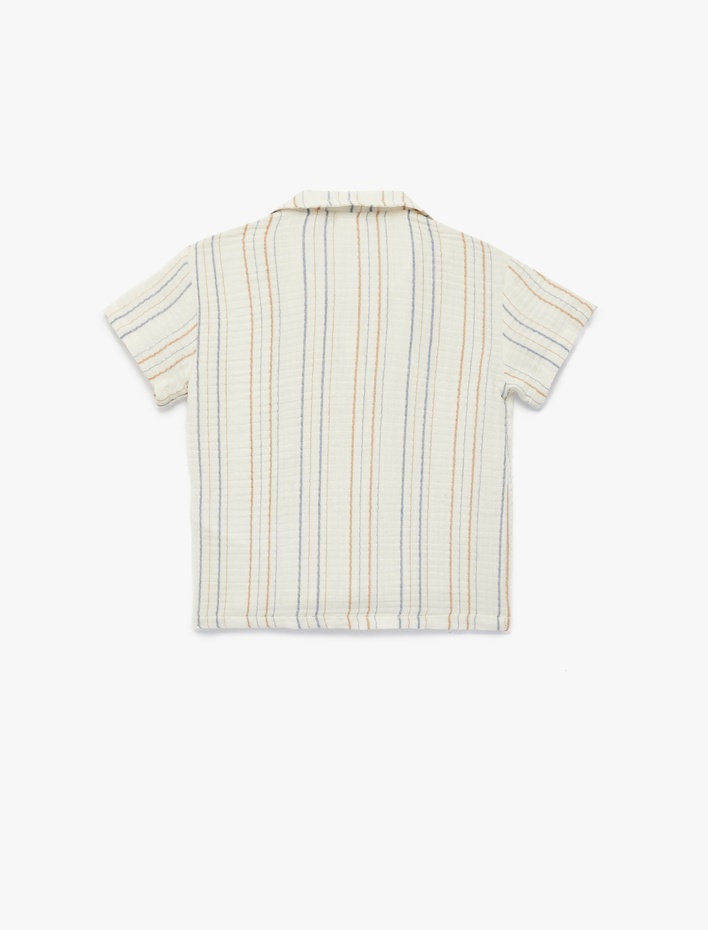 Erkek Bebek Pamuklu Düğmeli Klasik Yaka Kısa Kollu Müslin Gömlek