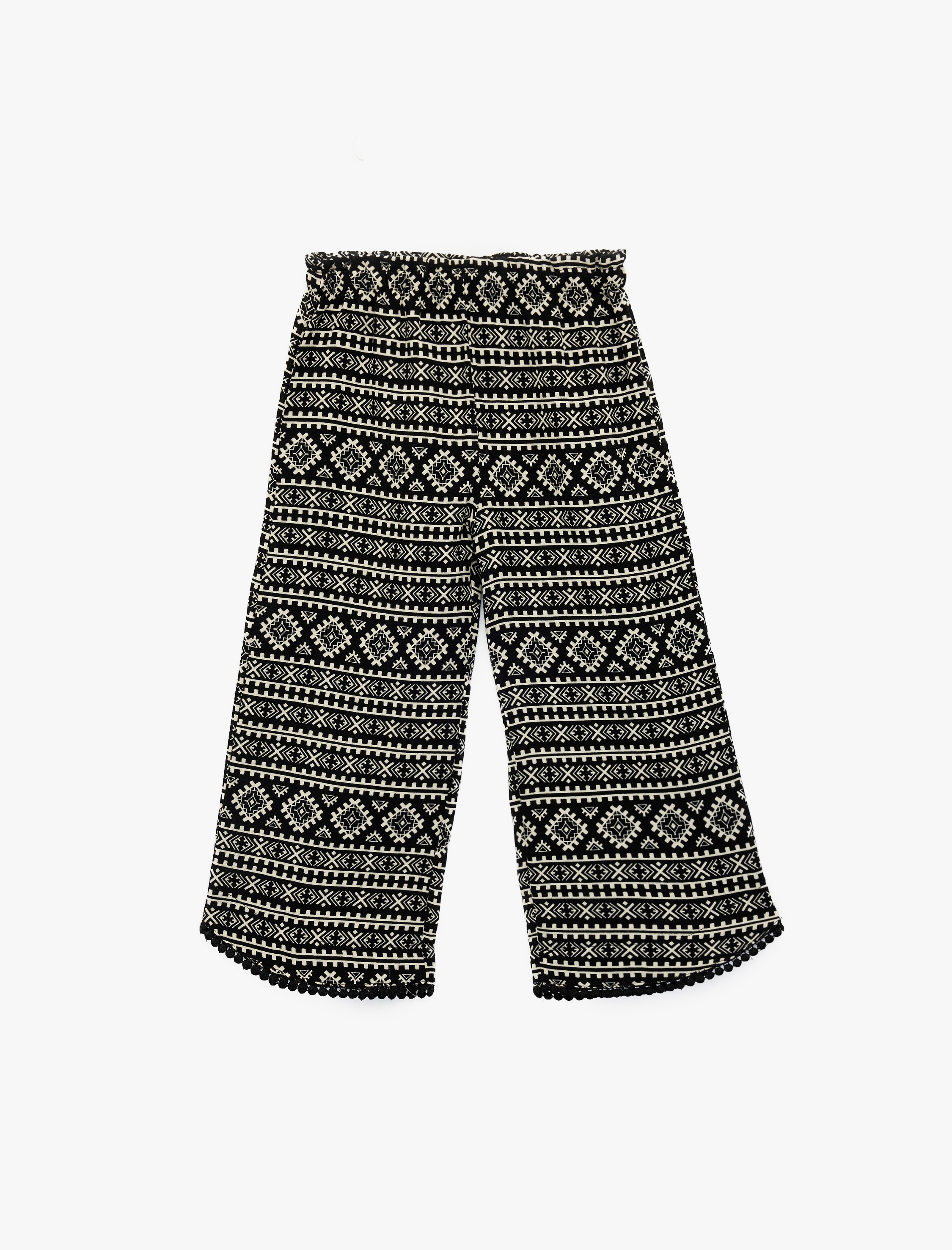  Kız Bebek Pamuklu Beli Lastikli Geniş Paça Müslin Pantolon