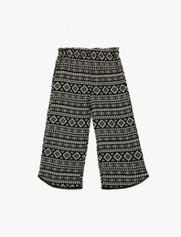 Pamuklu Beli Lastikli Geniş Paça Müslin Pantolon