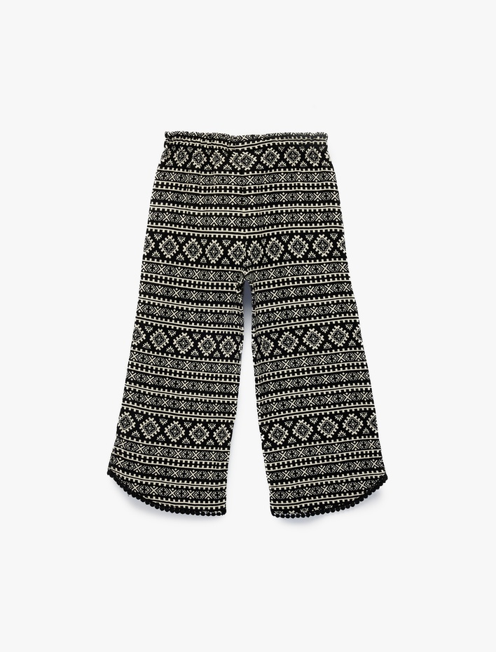 Kız Bebek Pamuklu Beli Lastikli Geniş Paça Müslin Pantolon