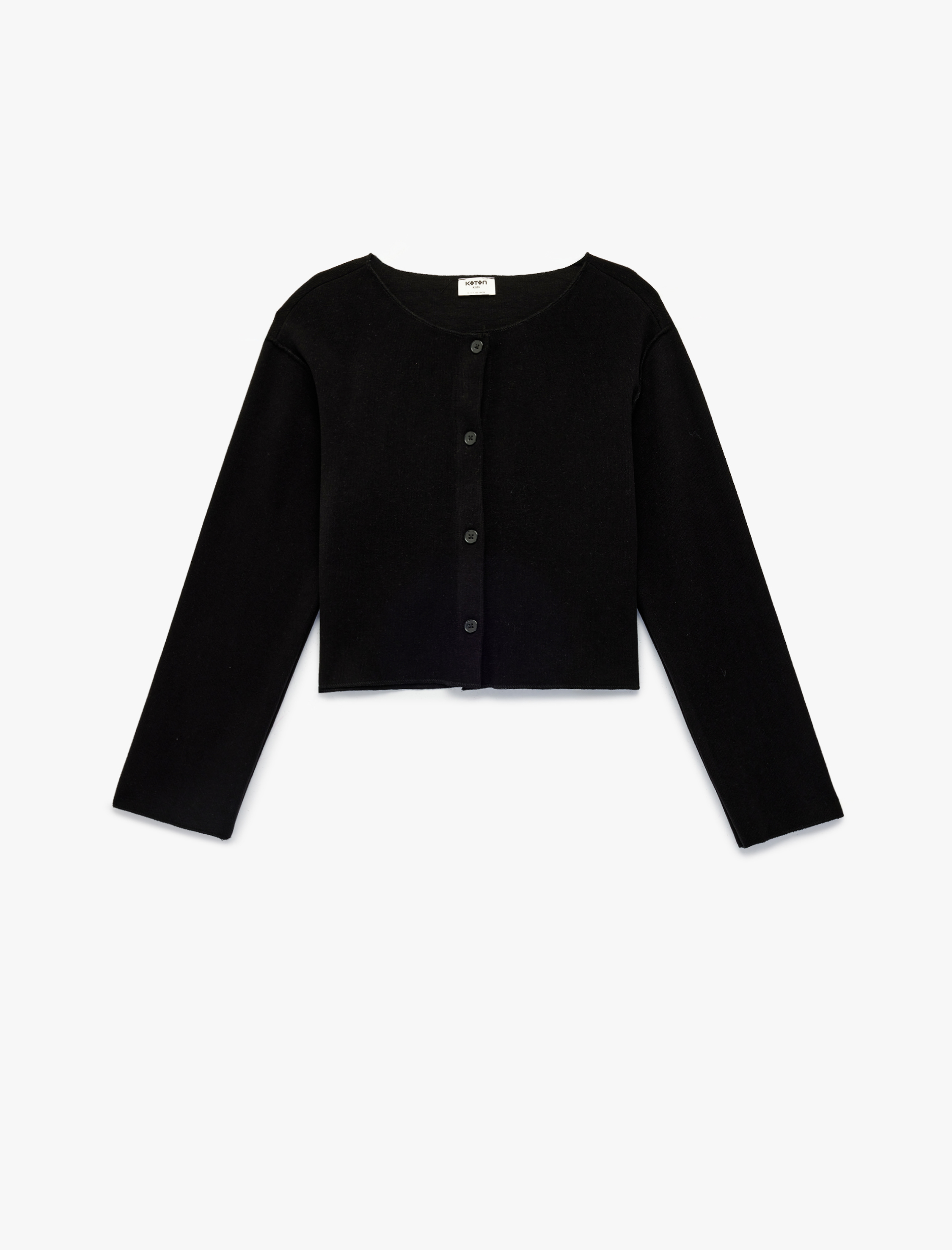  Kız Çocuk Düğmeli Uzun Kollu Bisiklet Yaka Hırka