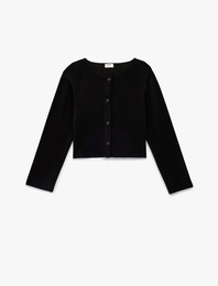 Düğmeli Uzun Kollu Bisiklet Yaka Hırka