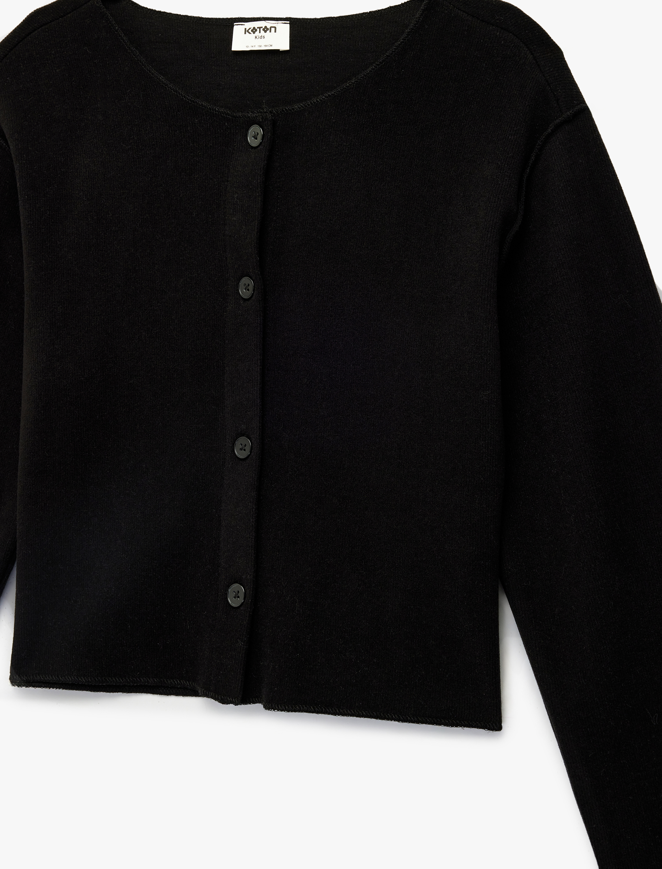  Kız Çocuk Düğmeli Uzun Kollu Bisiklet Yaka Hırka