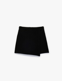 Dokulu Kruvaze Mini Şort Etek