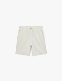 Pamuklu Cepli Bermuda Beli Bağcıklı Spor Şort